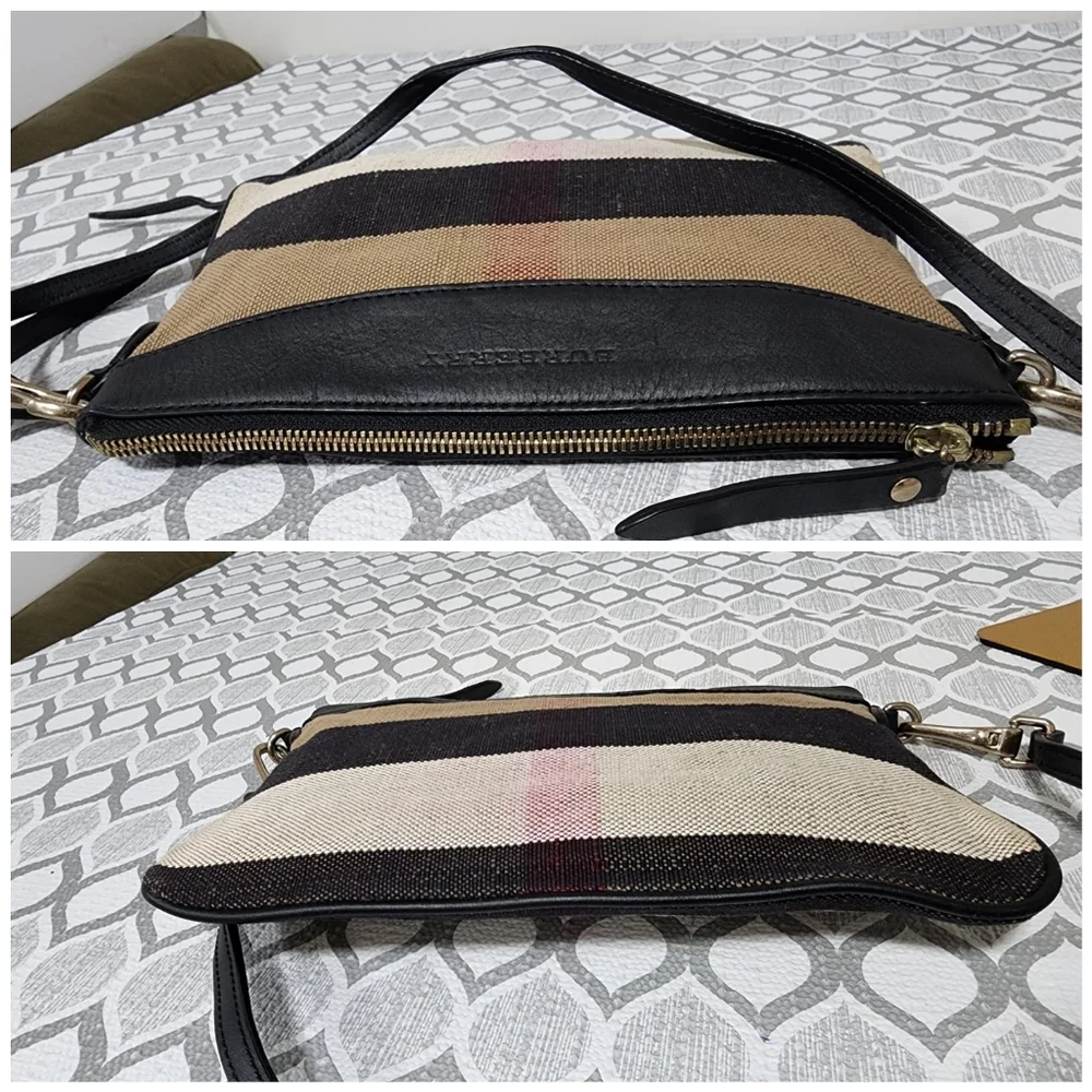 BURBERRY Mega Check Peyton Crossbody Bag Black/Beige